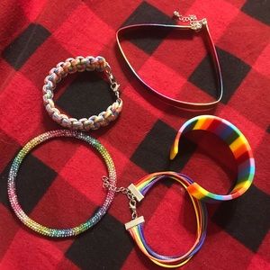 Rainbow choker and bracelets